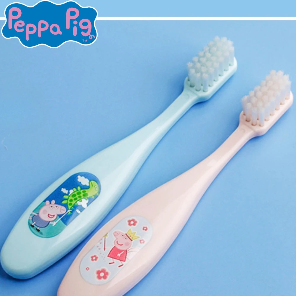 Escova de dentes infantil Peppa Pig com cerdas macias e cabeça pequena para idades de 2 a 3 a 5 anos, design fofo de desenho animado, ótimo presente para crianças
