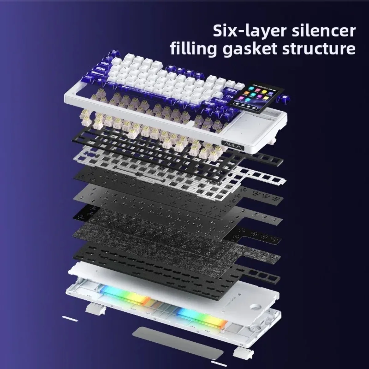 AULA L99 لوحة مفاتيح الألعاب اللاسلكية 3.98 بوصة IPS شاشة تعمل باللمس ثلاثة وضع طوقا جبل قابل للتبديل السريع RGB 8000mAh لوحة مفاتيح مخصصة هدية