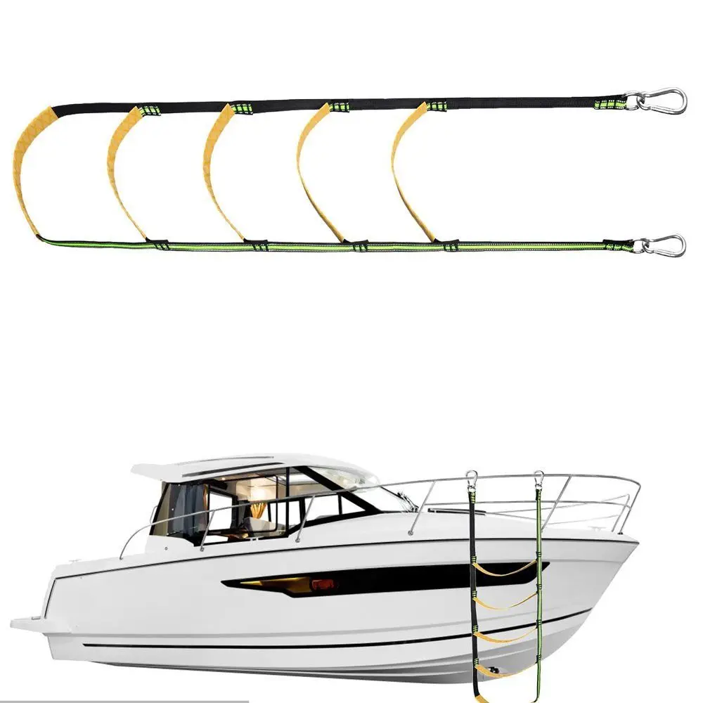 Practical 3/4/5 Step Boat Rope Ladder Nylon Reusable Boarding Rope Ladder Heavy Duty Portable Boat Folding Ladder Swim Ladder