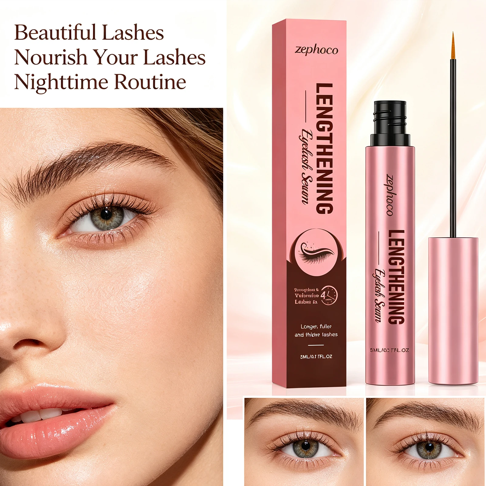Hydrating Natural Eyelash Enhancer Serum Boost Lash Strength Reduce Breakage Fallout Natural Fuller Eyelash Thin Sparse Lashes