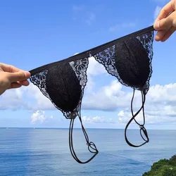 French Style Non-wired Small Breast Triangular Cup Bra For Women With Front Button And Beautiful Back, Ultra-thin Lace Strap Bra
