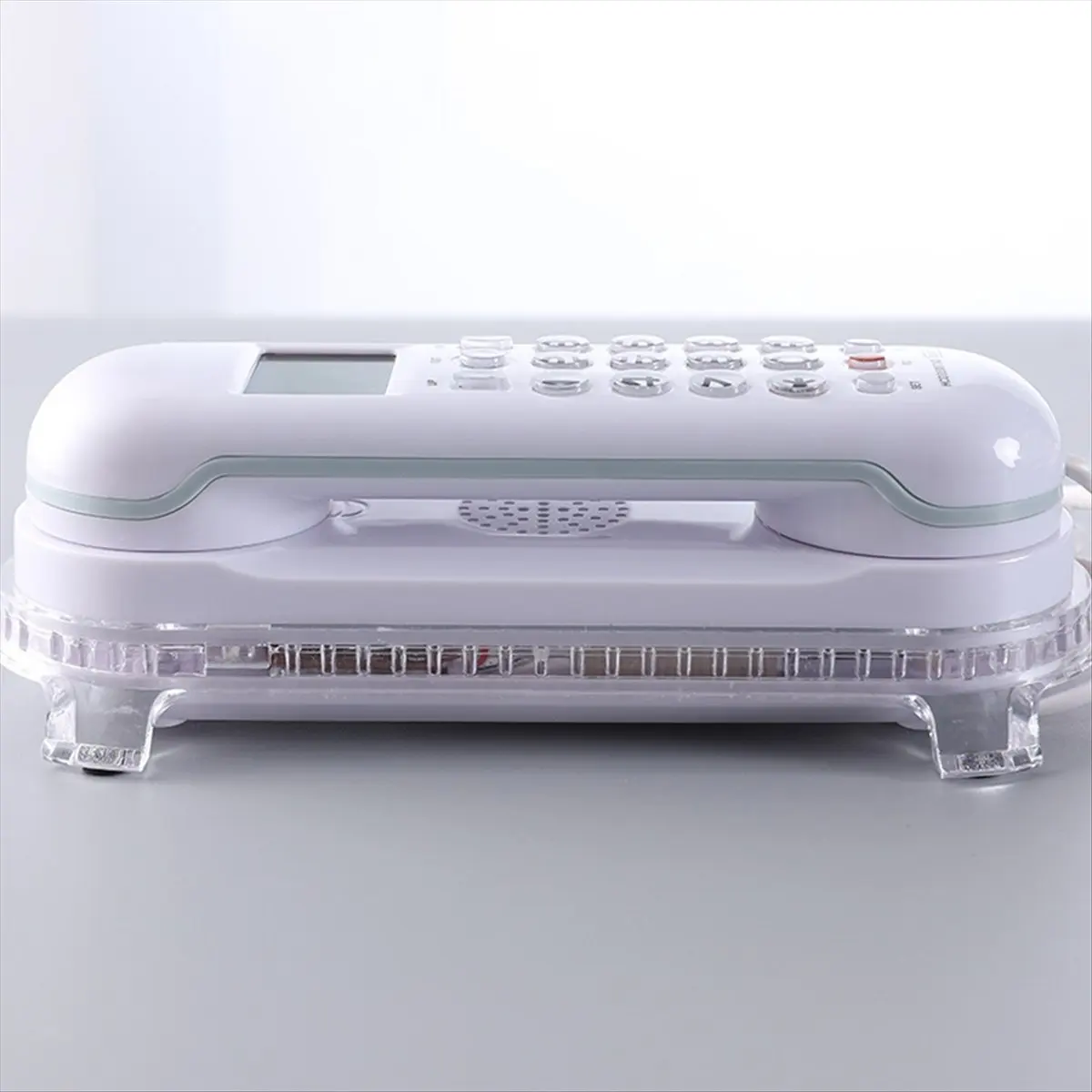 KSOL Crystal Base Mini Telephone Fixed Landline Phone B365 Small Wall Mounted Phone Improved Display Feature White