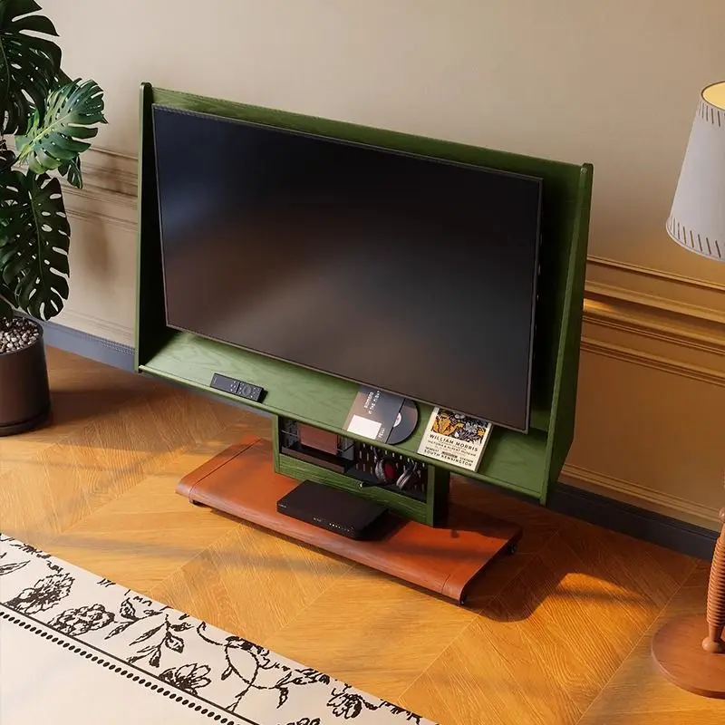 Universal removable TV floor bracket, solid wood bracket, French retro living room, medieval TV cart