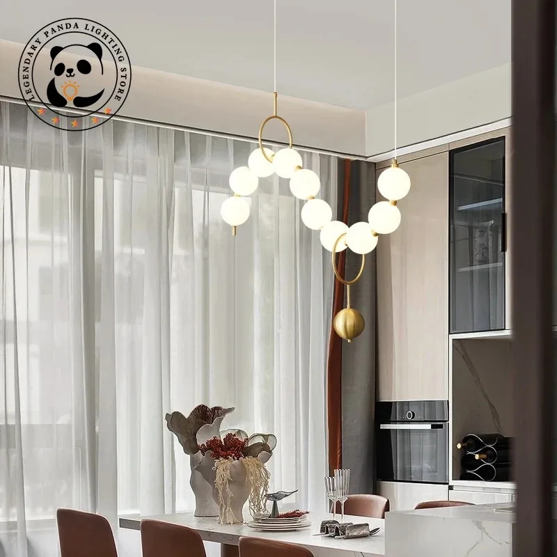 Modern Designer Pendant Lights Minimalist Originality Round Glass Lampshade Living Room Kitchen Restaurant Interior Decoration