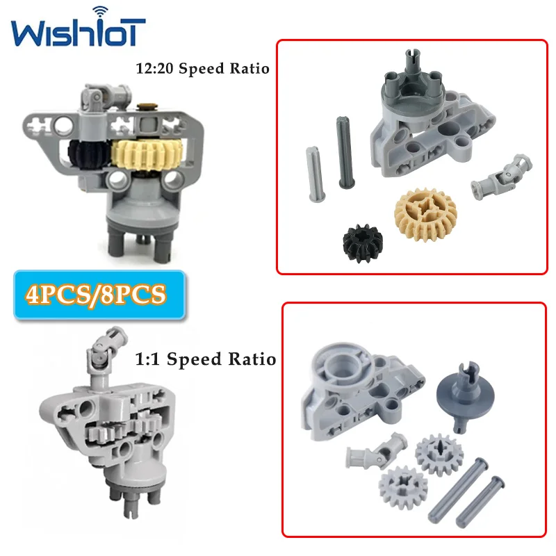 12:20/1:1 Speed Ratio Suspension Drive Technology Building Blocks Parts 92908 92909 Assembled MOC Small Bricks Toys Accessories