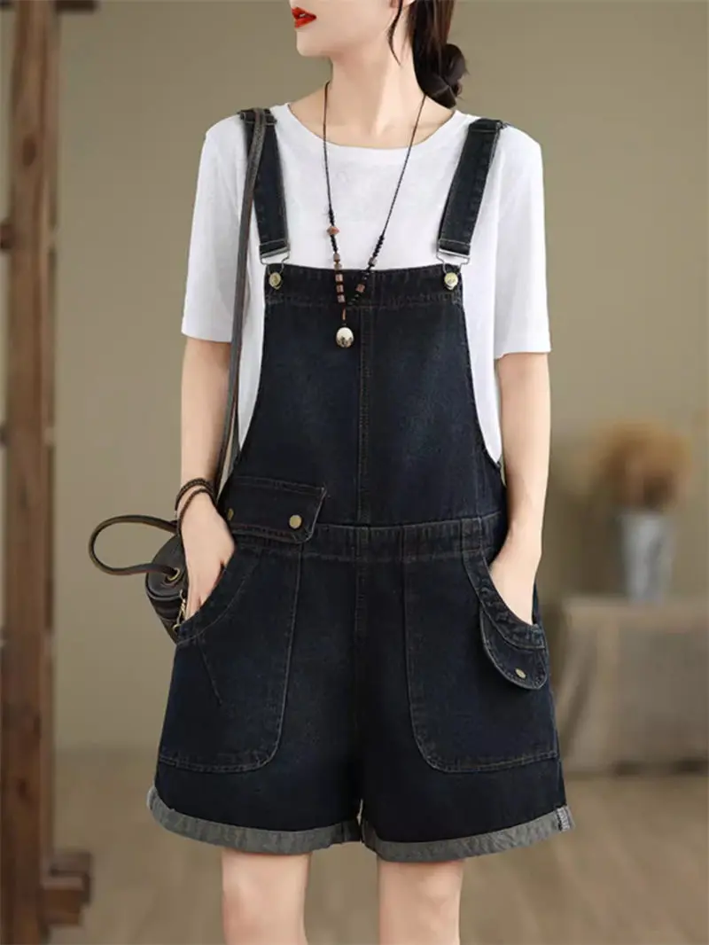 2024 Summer New Art Retro Large Size Loose Denim Shorts Fashion Vintage Wide Leg Pants For Women Jeans K1780