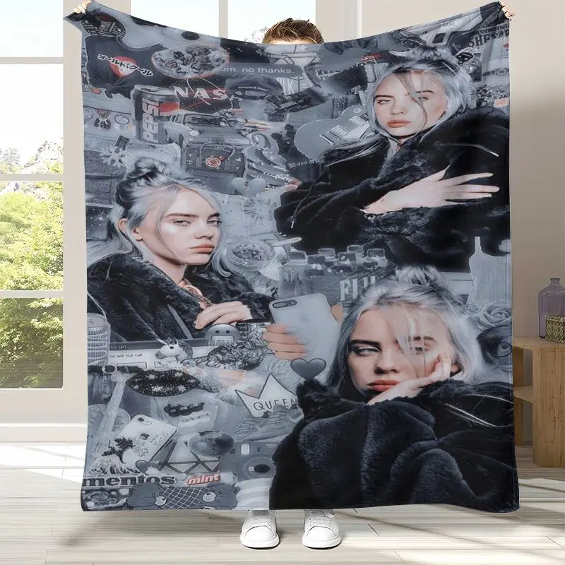 3D Billie Eilish Style Grunge Music Corner Flannel Throw Blanket,Cozy Warm Blanket for Bed,Sofa,Living Room,Picnic,Home Decor