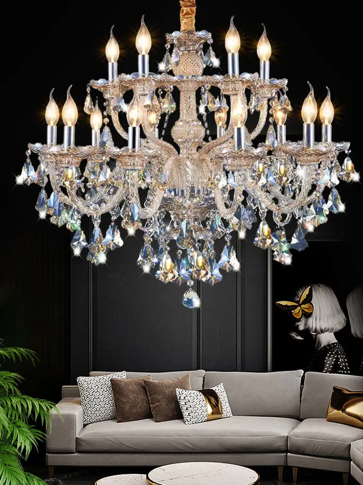 estilo europeu duplex lustres de cristal atmosfera luxuosa escada alta art deco luminaria pingente jantar e sala de estar 01