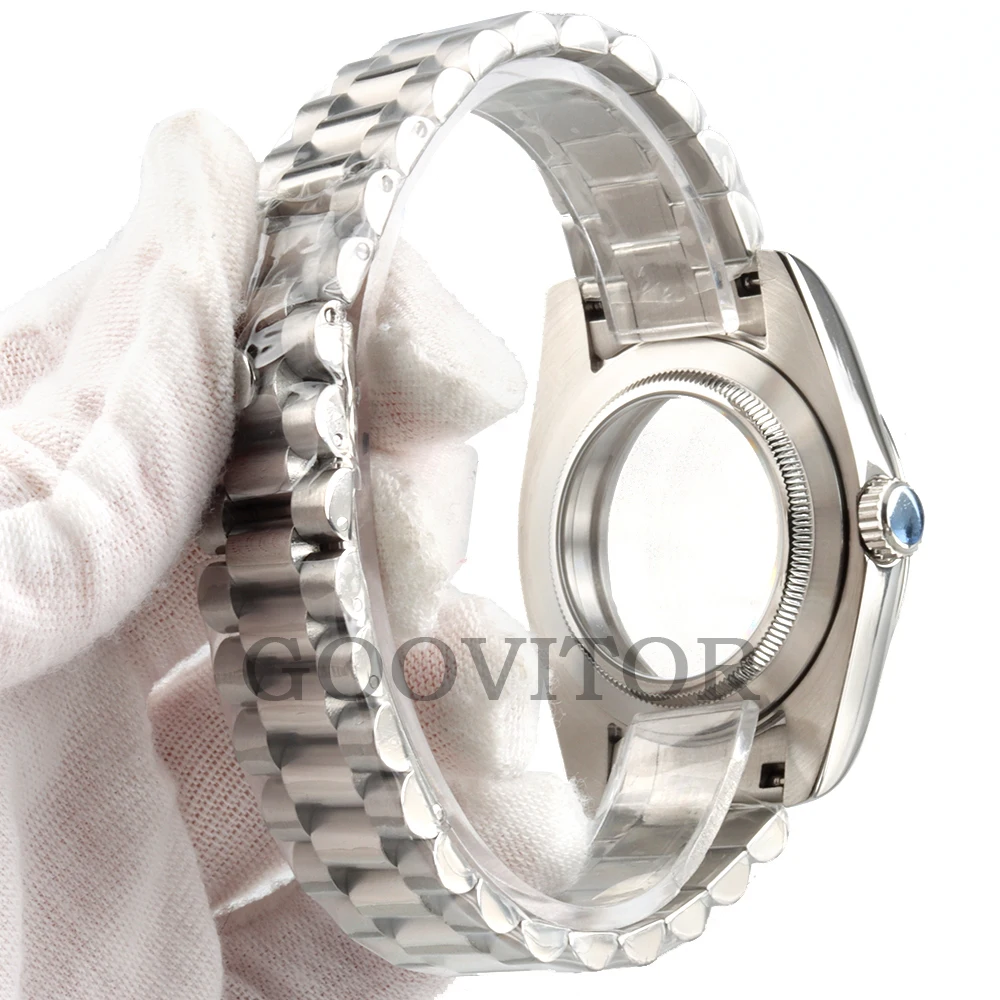 Cassa in argento NH35 36mm 39mm Cassa per orologio in acciaio inossidabile con vetro zaffiro per movimento NH35 NH36 Quadrante da 28,5 mm