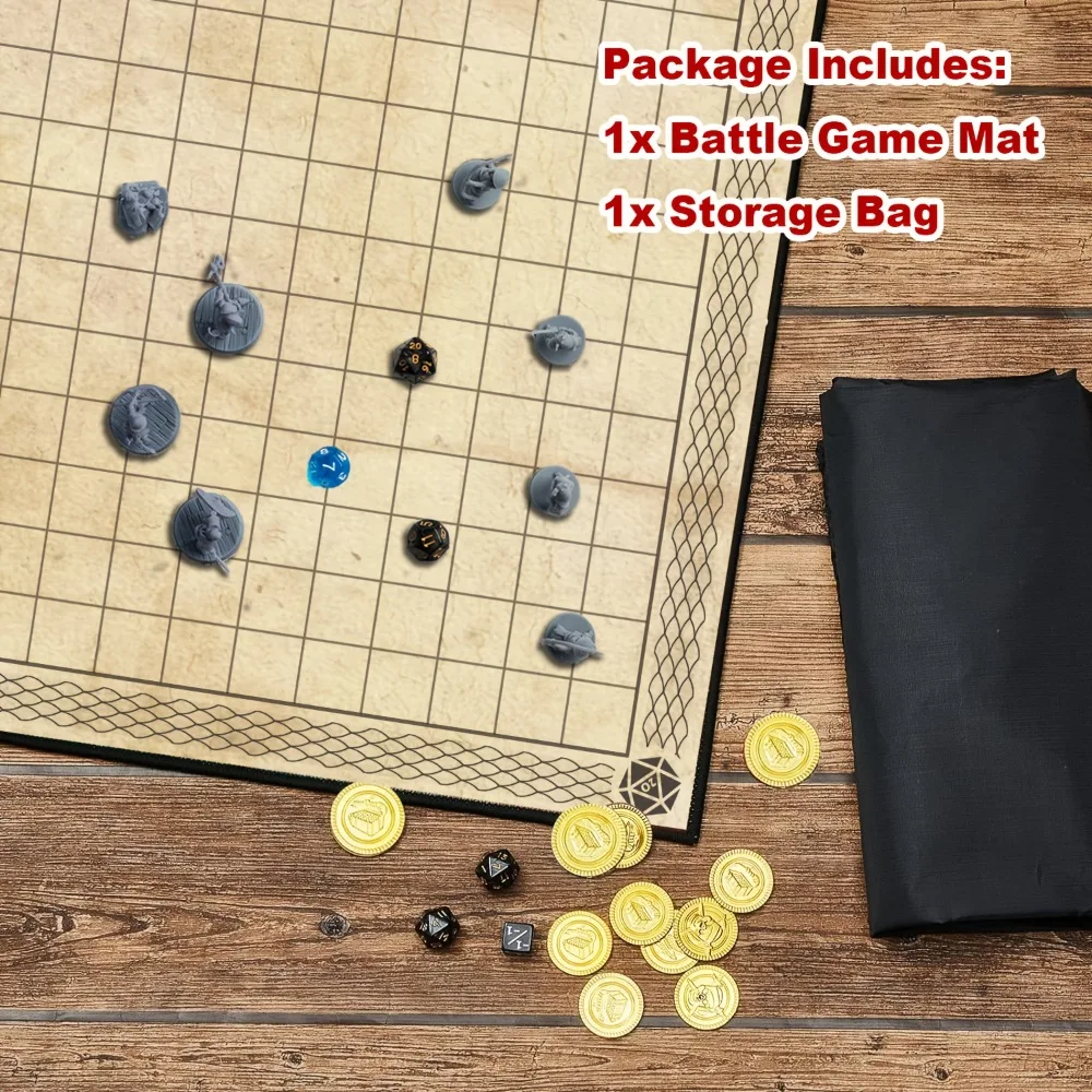 General Board Game Mat - Battle Mat with 1-Inch Grid, Rubber-Bottomed Card Game Mat, Durable RPG/TTRPG Accessory Game Mat