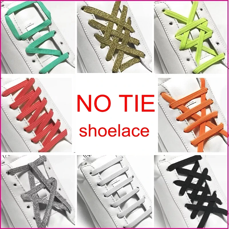 1Pair Elastic Rubber ShoeLaces No Tie ShoeLace Sneaker Shoes laces Shoe lacets Shoestrings Running/Jogging/Triathlone