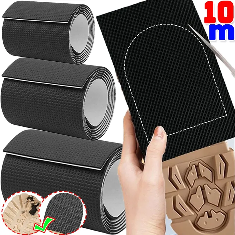 Black Self Adhesive Cuttable Grid Pattern Anti Wear Silent Soles Stickers Mute Cushion Anti-slip Sole Shoes Patch Tape Shoe Tool