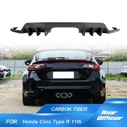 Car Rear Bumper Racing Diffuser For Honda Civic Type R 11th 2022 2023 Carbon Fiber Rear Lip Spoiler Apron Splitters Protector