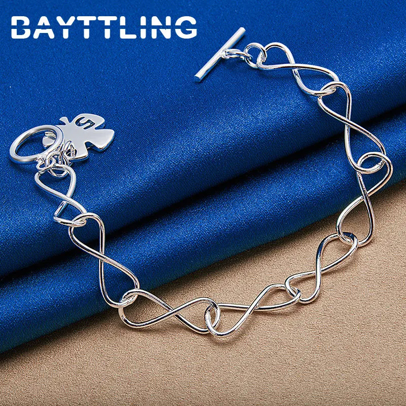 

925 Sterling Silver 8 Inches Bracelet For Women Fashion Wedding Engagement Four Leaf Clover Pendant Jewelry Accessories