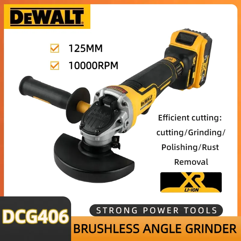 디월트 DCG406 브러시리스 무선 앵글 그라인더(125mm, M14): 1000rpm 스핀들, 9000/분 속도, 680W 출력. 우수한 절단 및 연마