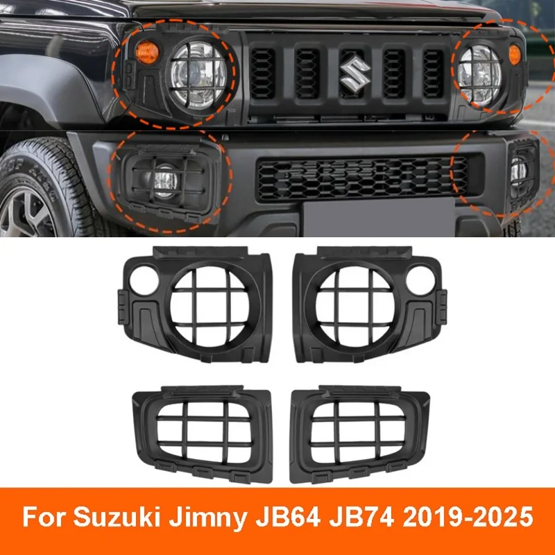 

2/4pcs Car Front Fog Light Decoration Cover Headlight Trim Frame For Suzuki Jimny JB64 JB74 2019-2025 Auto Accessories