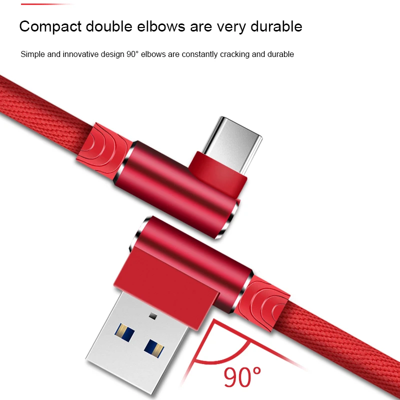 120W 10A 0.25m/1m/1.5m/2m Super Fast Charging 90 Degree Elbow Braided Rope Mobile Phone Data Cable for Samsung Huawei Millet