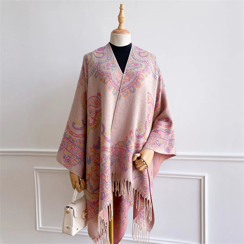 Luksusowa kaszmirowa pashmina na jesień, szal, chusta dla kobiet, ciepłe zimowe szale, koc, wzorzysty damski foulard, poncho, etola. ﻿