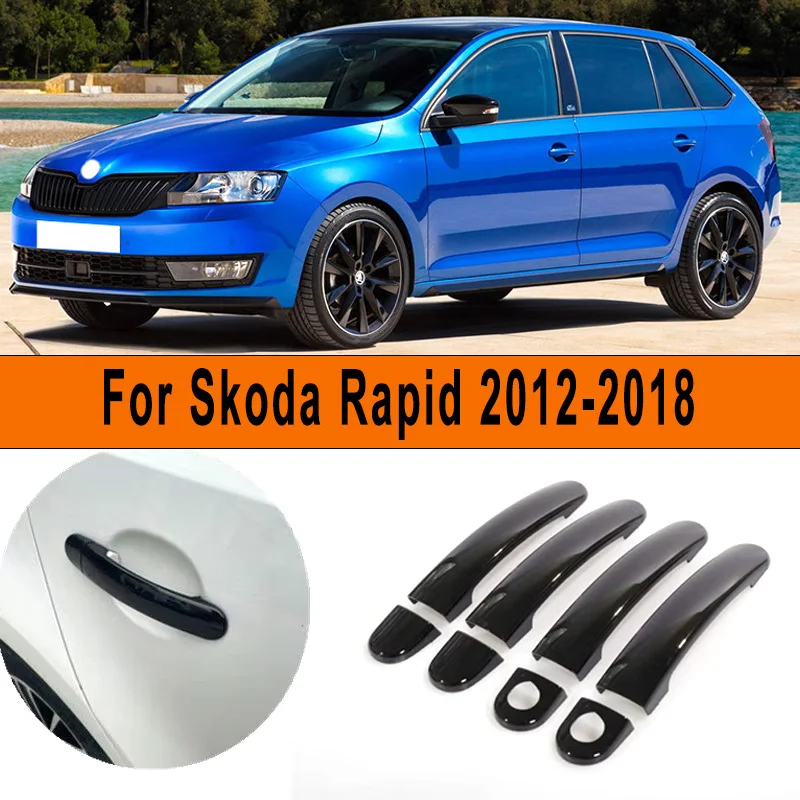 

Black Chrome Car Door Handle Covers Styling Auto Exterior Accessories Stickers For Skoda Rapid 2012-2018 2017 2016 2015 2014