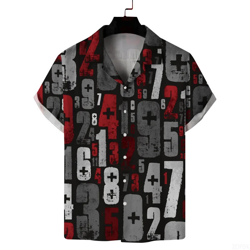 Hawaiian Shirt 3D Digital Print Japanese Horror Casual Loose Collared Shirt