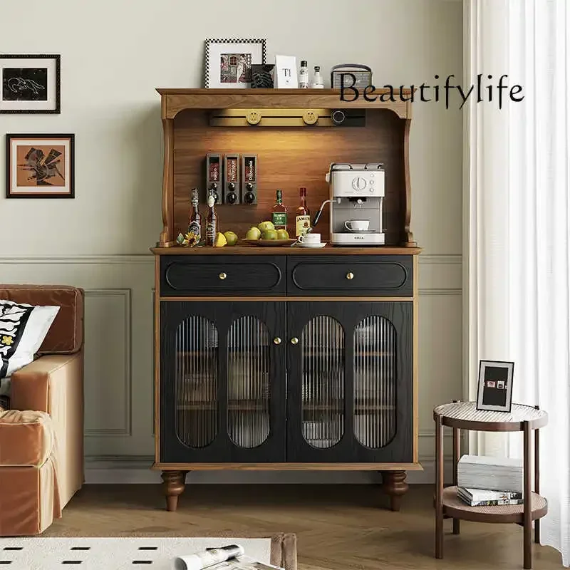 French Sideboard Vintage Solid Wood Household Cabinets Antique Kitchen Storage Organizer All-in-One Cabinet