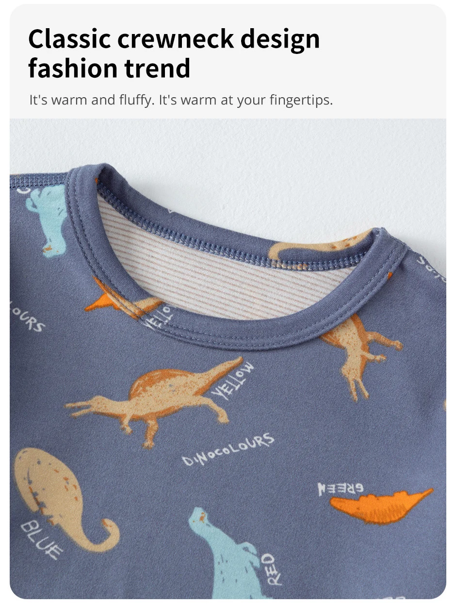 2-teiliges Kinder-Set, Jungen/Mädchen, gleicher Stil, Herbst/Winter, warm, schweißabsorbierend, bedruckt, mehrfarbig, modische Pyjamas – Detail 7