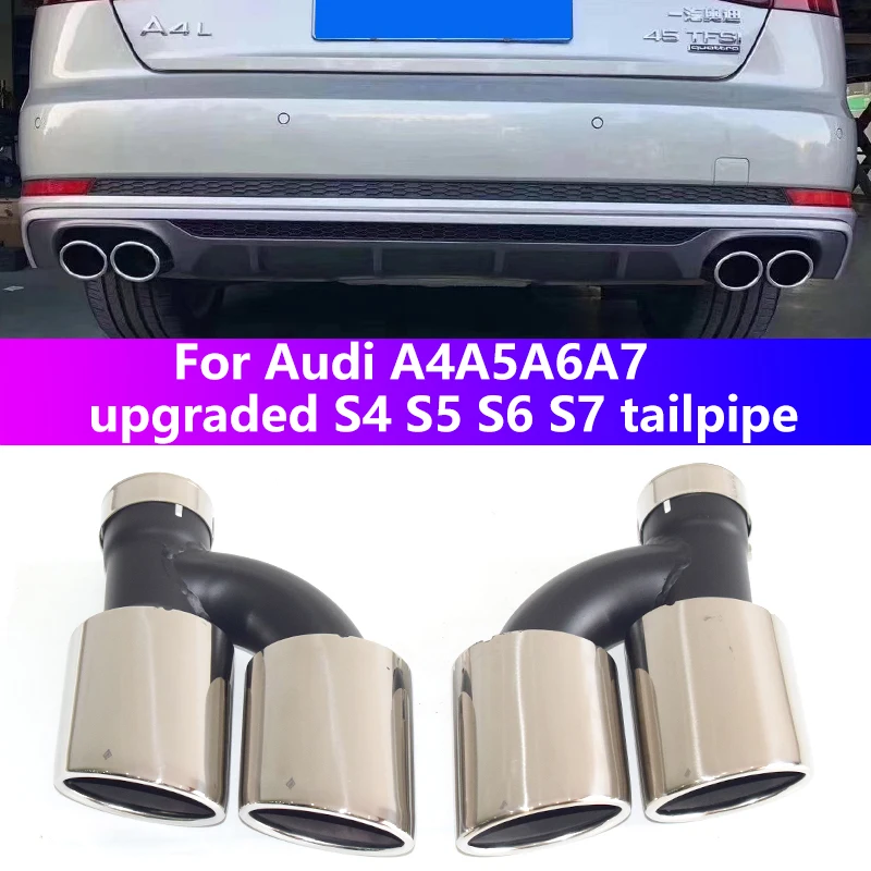 For Audi A4 A5 A6 A7 Up To S4 S5 S6 S7 four outlet/set Stainless Steel Car Rear Exhaust Pipe  Silvery Muffler Tip 60mm Tailpipe