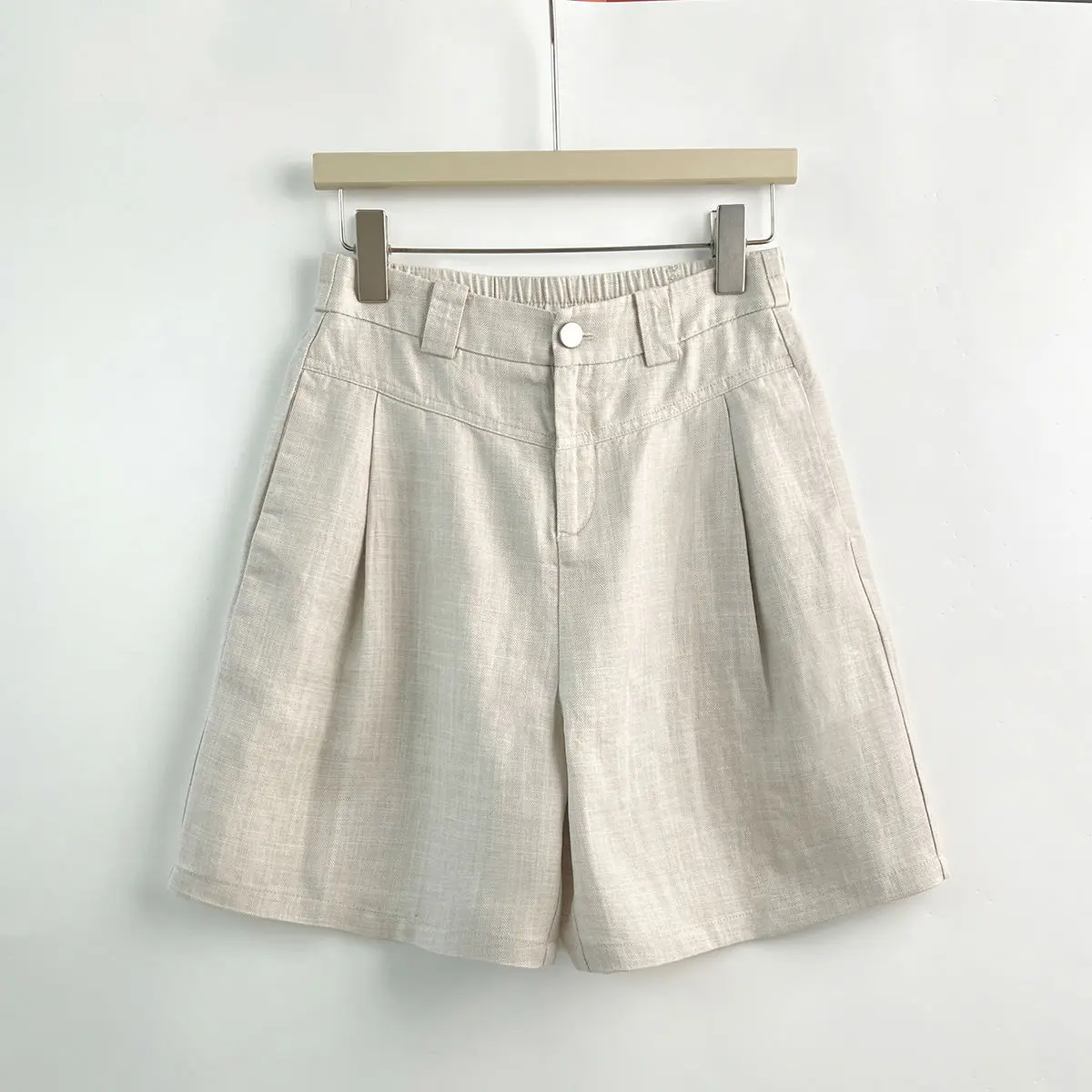 

Женские летние шорты, мягкие эластичные саржевые шорты с боковыми карманами, классические однотонные прямые удобные шорты на пуговицах для повседневного использования