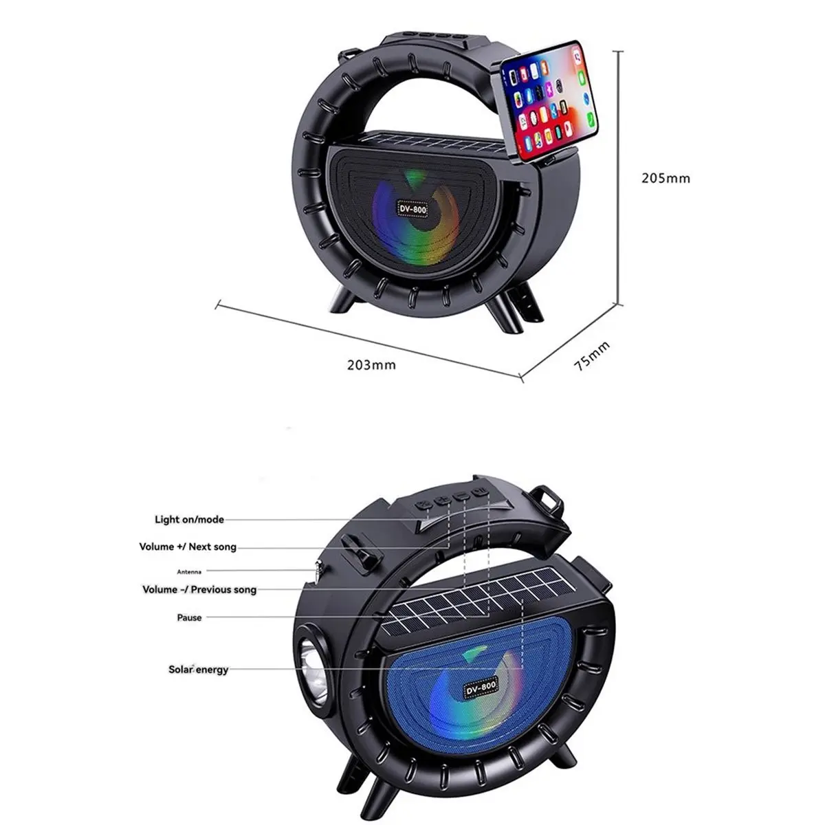 

Уличный портативный Bluetooth-динамик, большой G-фонарик, солнечный плеер, беспроводная карта, музыкальная бытовая лампа, инструменты для вечеринок, синий цвет