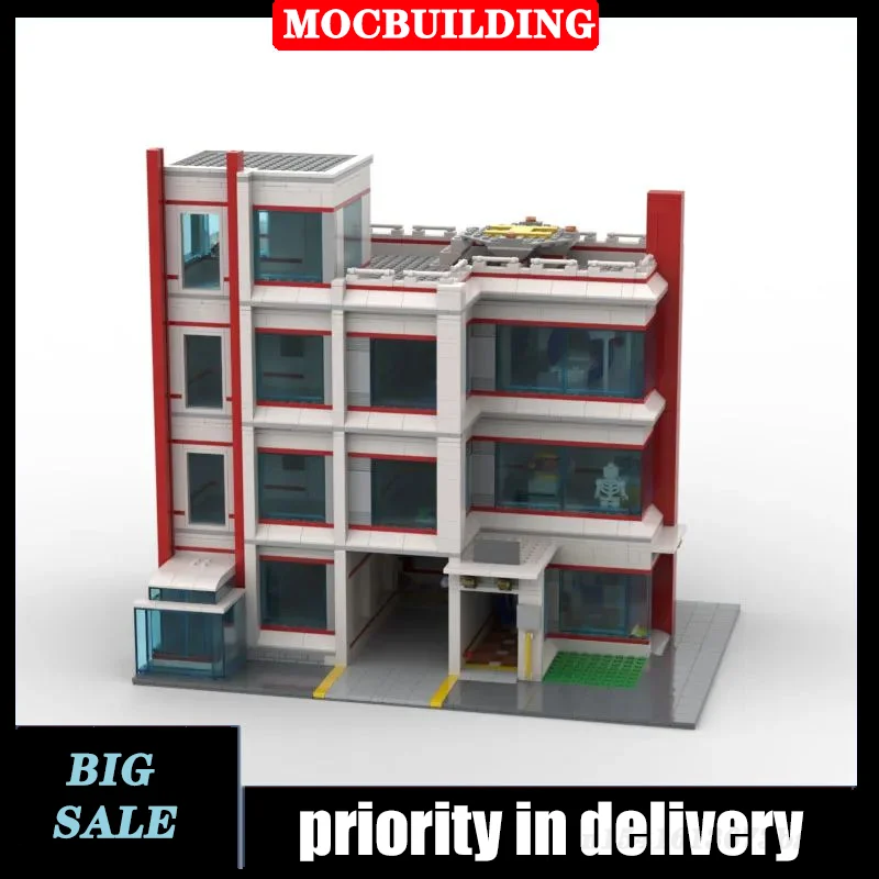 City Hospital Model Building Block Assembly MOC Ambulance Building Collection Series Toy Gifts