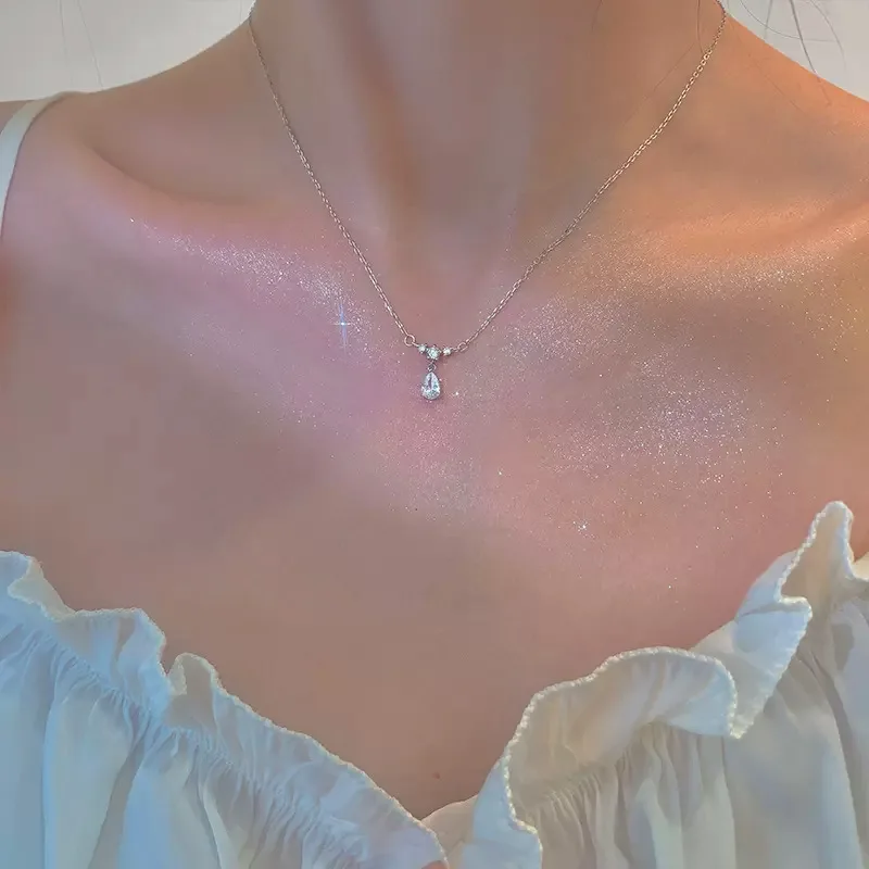 925 Sterling Silver Neck Chain Water Droplet Pendants Necklaces Women Luxury Jewelry Aesthetic Charms Accessories Argent 925