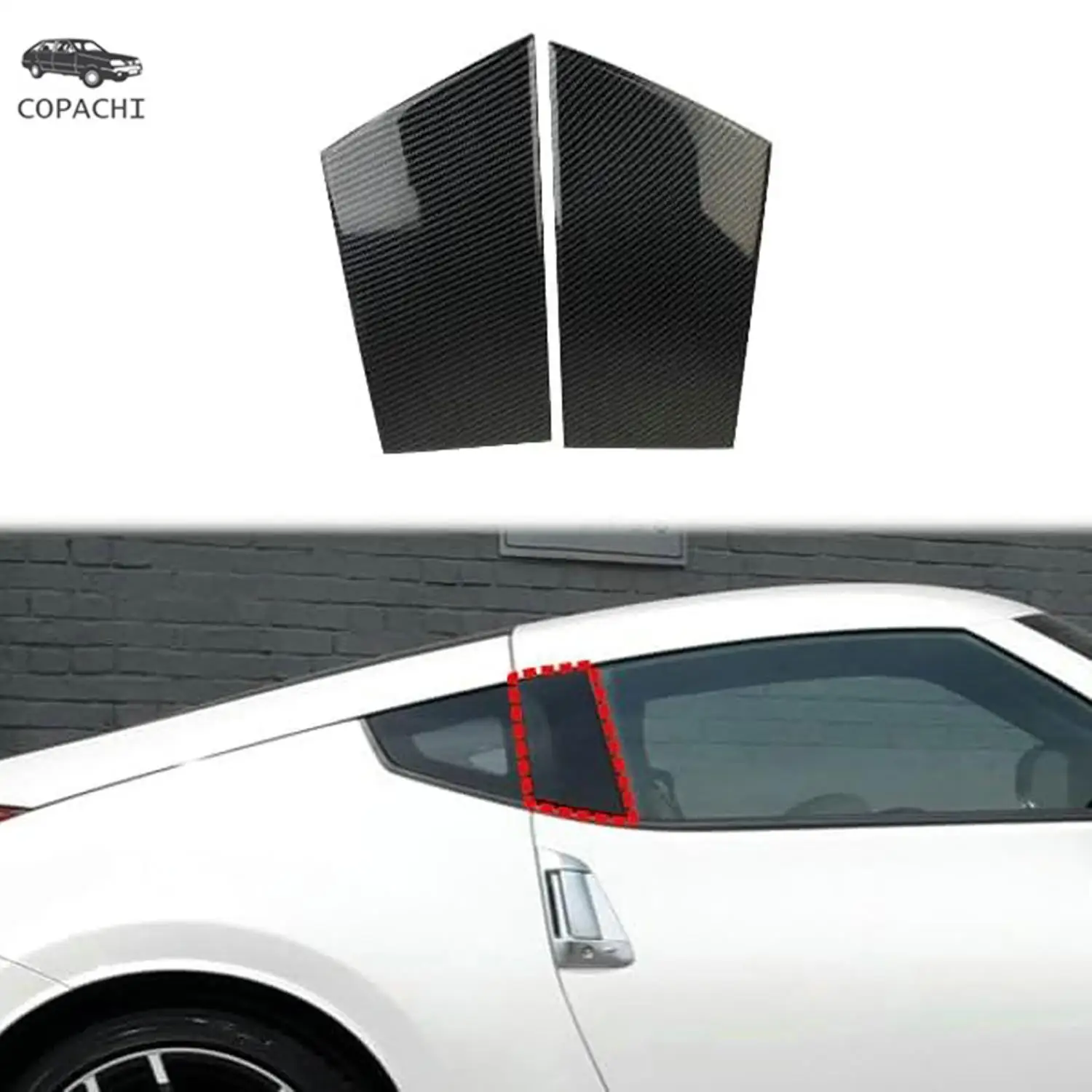 

2Pcs Carbon Fiber Exterior Car Window Pillar Trim Cover For Nissan 370Z 2009-2020 Car Accessories Interior Replacement Parts