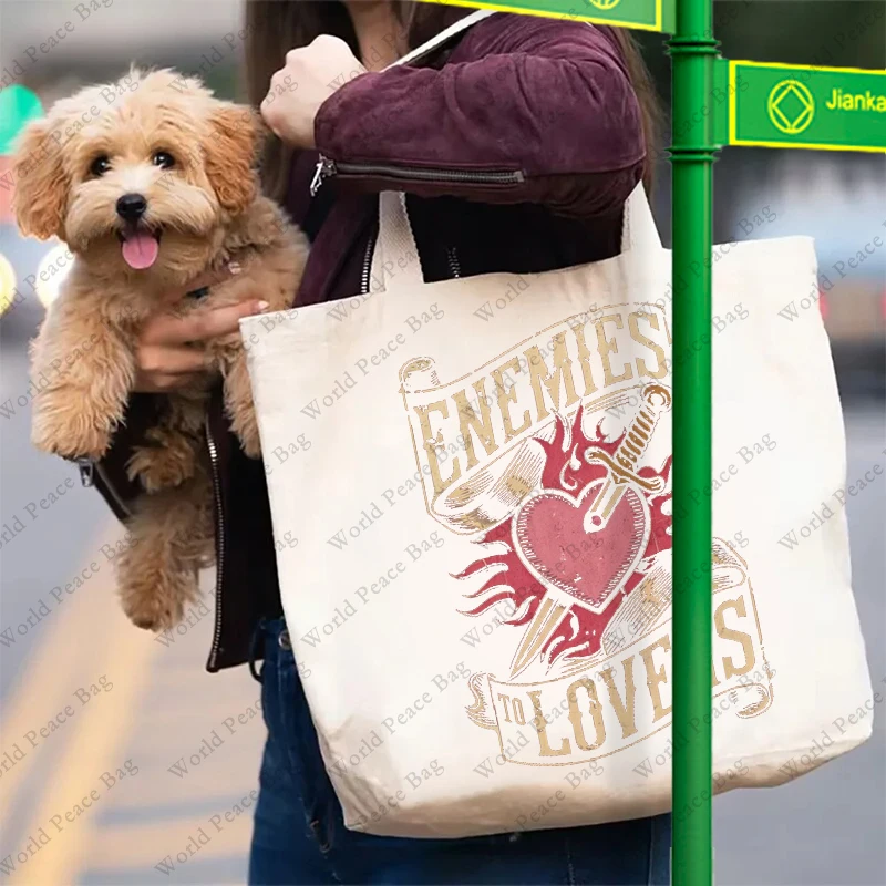 

1 шт., Холщовая Сумка-тоут с принтом «враги влюбленных»