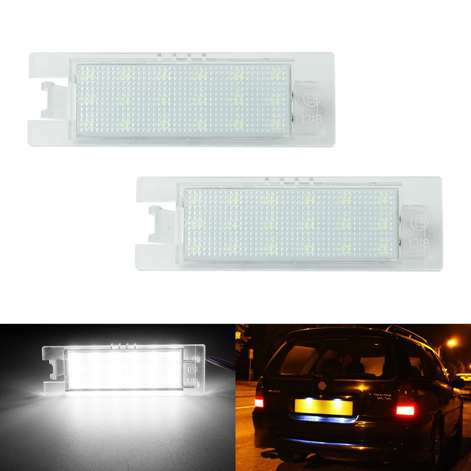 

ANGRONG 2x LED CANBUS License Number Plate Light For Vauxhall Opel Astra H J Corsa C D Insignia Meriva