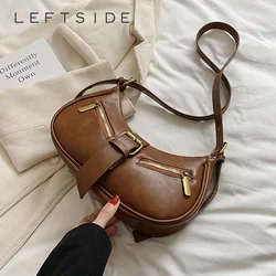 LEFTSIDE Small PU Leather Cute Crossbody Bag for Women 2024 Fashion Shoulder Bag Lady Zipper Design Handbags and Purses