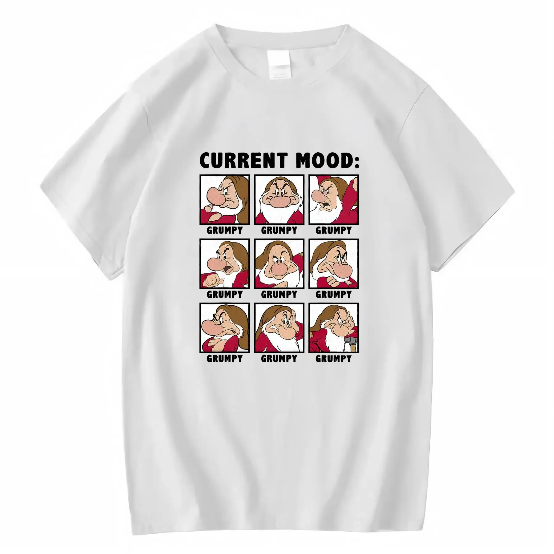 ديزني غاضب قزم سنو وايت تي شيرت 100 قطن طاقم الرقبة للعائلة مطابقة ديزني لاند رحلة خمر غسلها أنيق