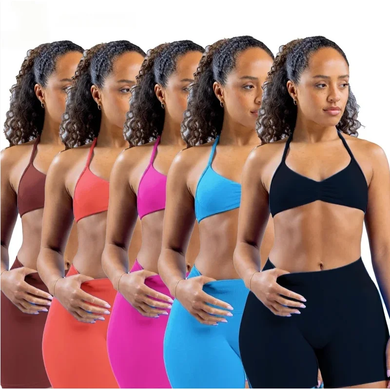 

Трансграничное европейское и американское нижнее белье с тонким поясом и лямкой на шее, жилет для фитнеса, тренировочный дышащий эластичный повседневный костюм для йоги