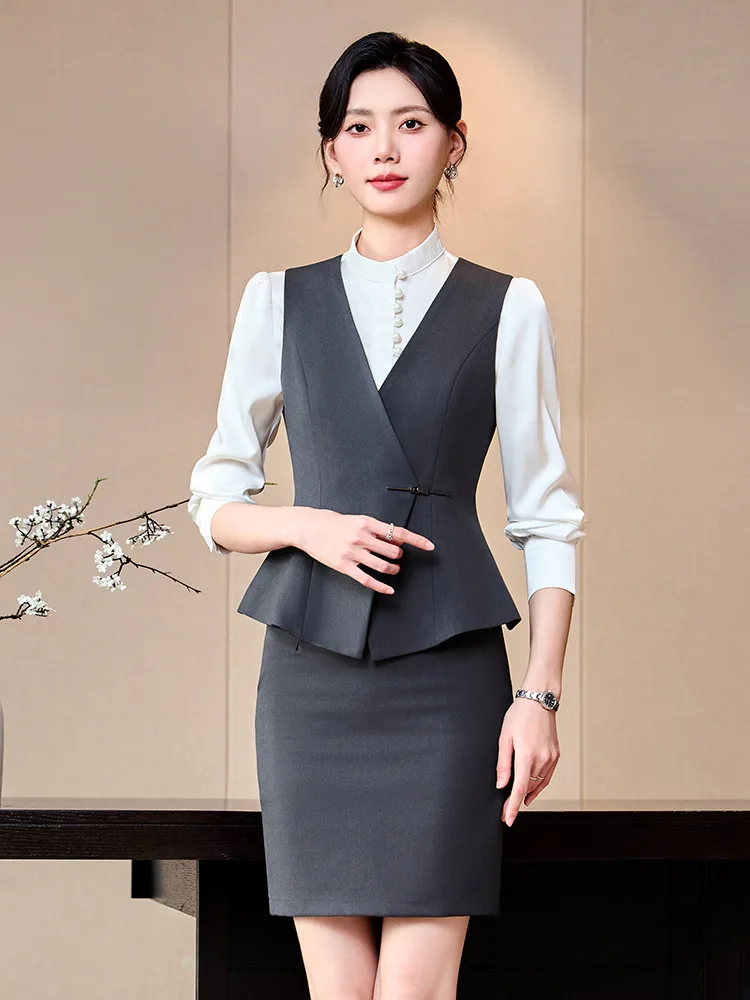 Professional Women's Suit Set2025New Spring and Autumn Hotel Front Desk Reception Manager Work Uniform Suit Jacket