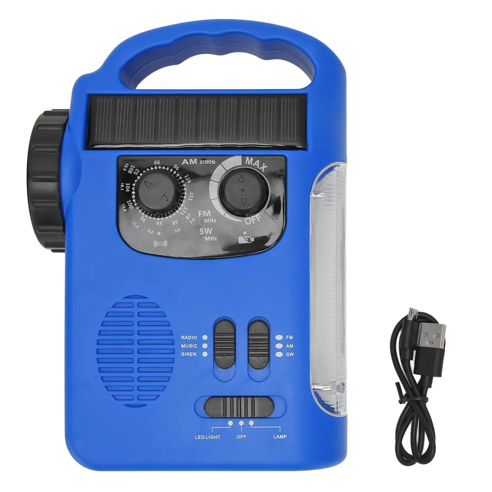 

Portable Solar Hand Crank Radio with, AM/FM/SW, Emergency Power Bank & USB Charger - Outdoor Flashlight