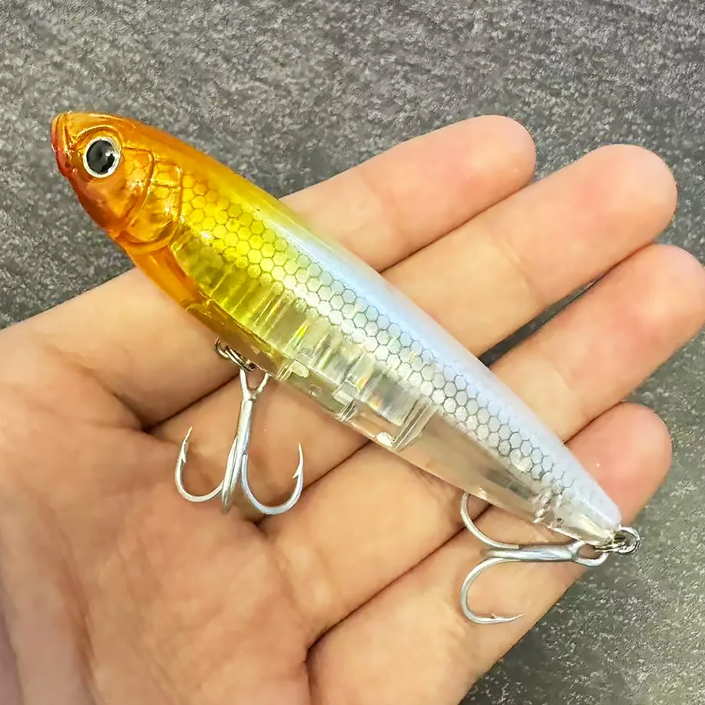 GOBAIT Schwimmender Bleistiftköder 17,5 g 10 cm Topwater Walk The Dog Angelköder 3D Swimbait Haken Popper Pesca Minnow Rassel Cranbait