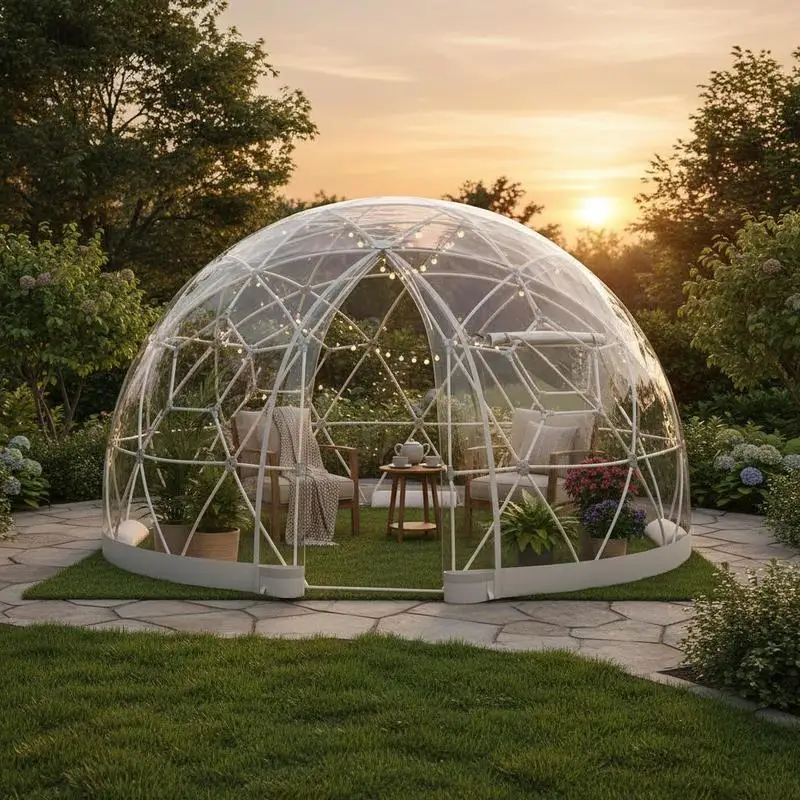 Kuppelzelt, 2,9 x 1,7 m, Transparentes Iglu-Bubble-Zelt, Widerstandsfähig, für 2 bis 4 Personen, mit Fenstern für Outdoor, Camping, Terrasse, Hinterhof, Garten, Partys, Geburtstage, Hochzeiten