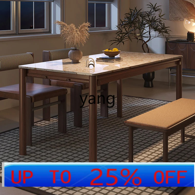 

Ltt black walnut antique household solid wood rectangular dining table