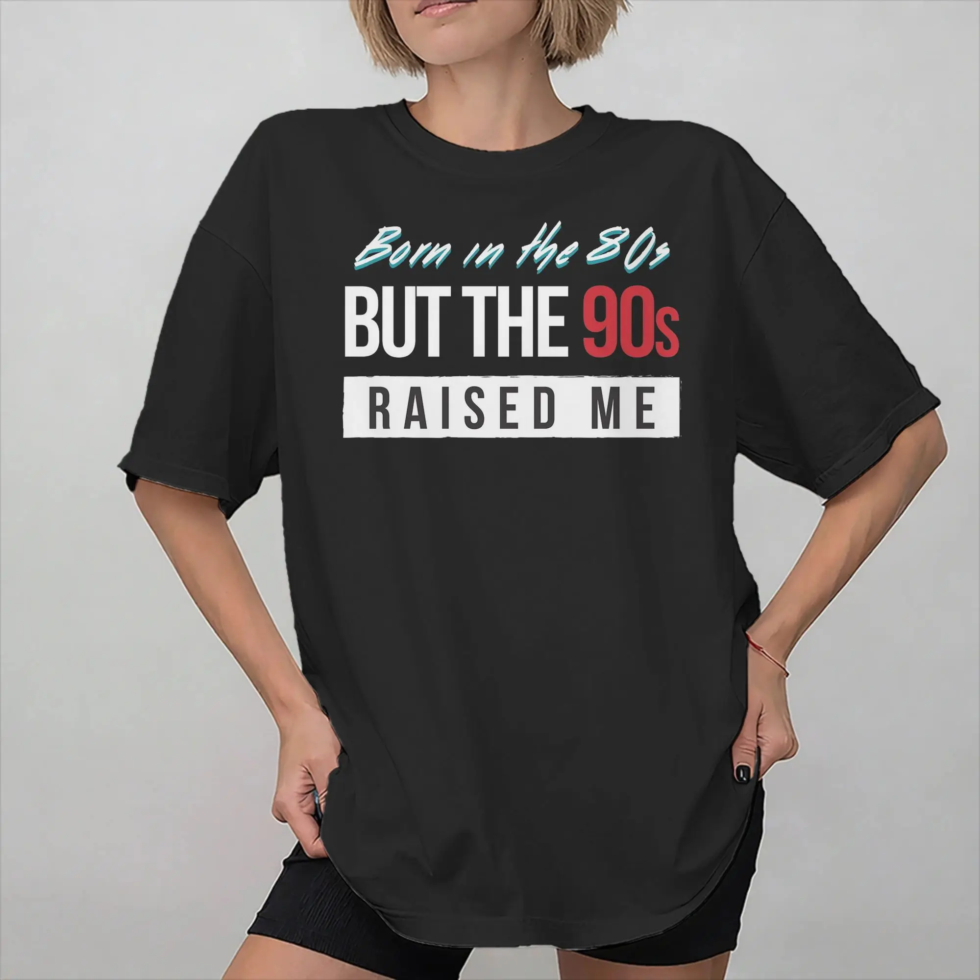 Mens Womens Born In The 80's Raised In The 90's T Shirt Pure Cotton Graphic T-Shirt  Clothing Outfits