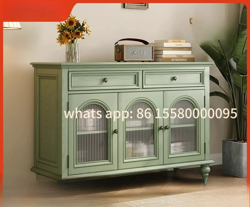 

Customizable retro solid wood dining side cabinet small apartment kitchen