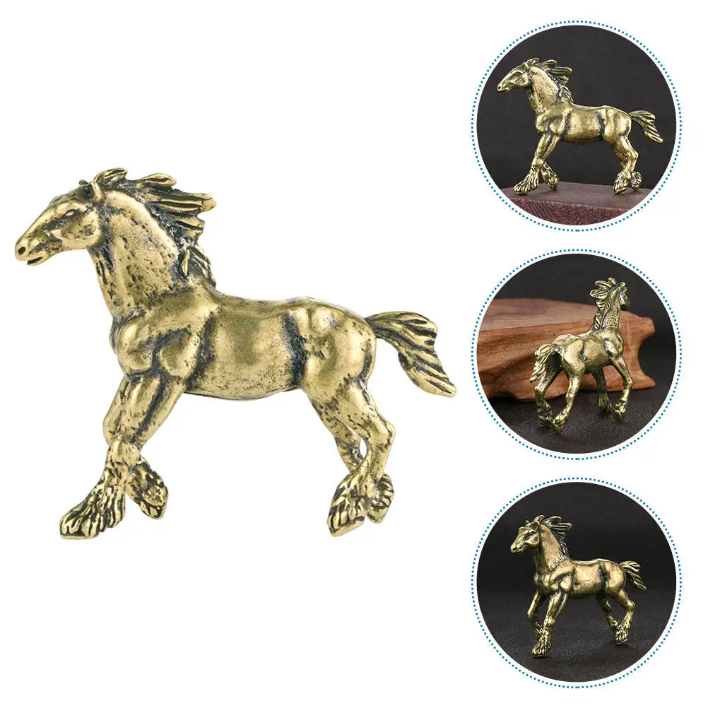 Tasteless Safe Copper Horse Table Ornament Stable Desktop Placement Home Office Car Decor Small Horse Adornment Decorative