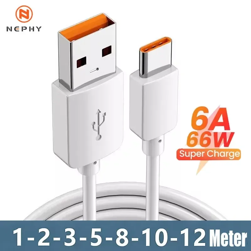 USB C 66W Fast Charging Cable 1M 2M 3M 5M 8M 10M 12M for Huawei Xiaomi Samsung PS5 Camera Laptop Tablet Fast Data Sync