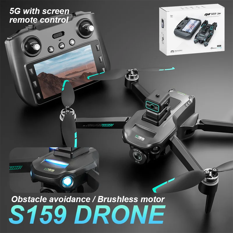 Nieuwe Professionele S159 Drone 8k Camera Vierassige Luchtfotografie met Scherm Afstandsbediening 5000M 5G WIFI GPS FPV RC Dron