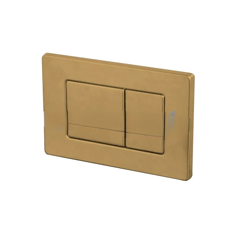 Toilet Parts, Double Push Button Solid Brushed Gold Flush Plate Concealed Toilet Cistern Panel