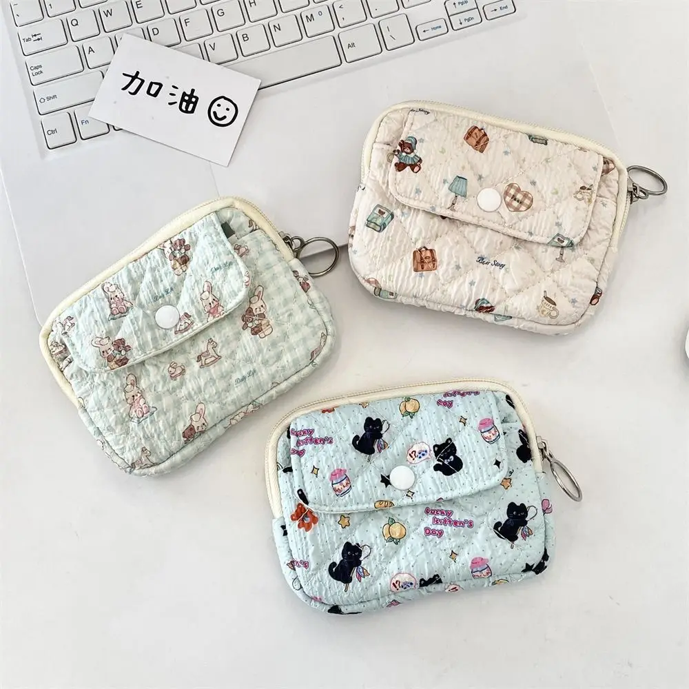 Cartoon Printing Mini Canvas Coin Purse Multifuctional Korean Style Small Lipstick Bag Jewelry Packing Bag Card Holder