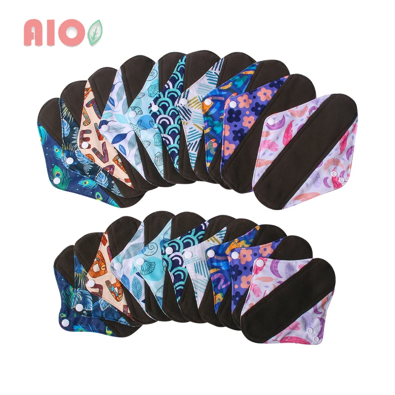 

AIO Newly Cloth Menstrual Gaskets Reusable Hygiene Pads for women，Washable Sanitary Napkin With Bamboo Charcoal Inner S/M/L